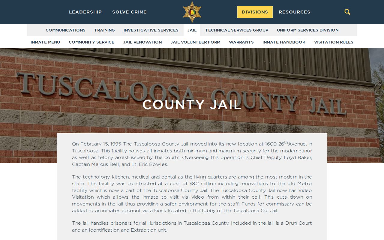 Tuscaloosa County Jail release search and facility information